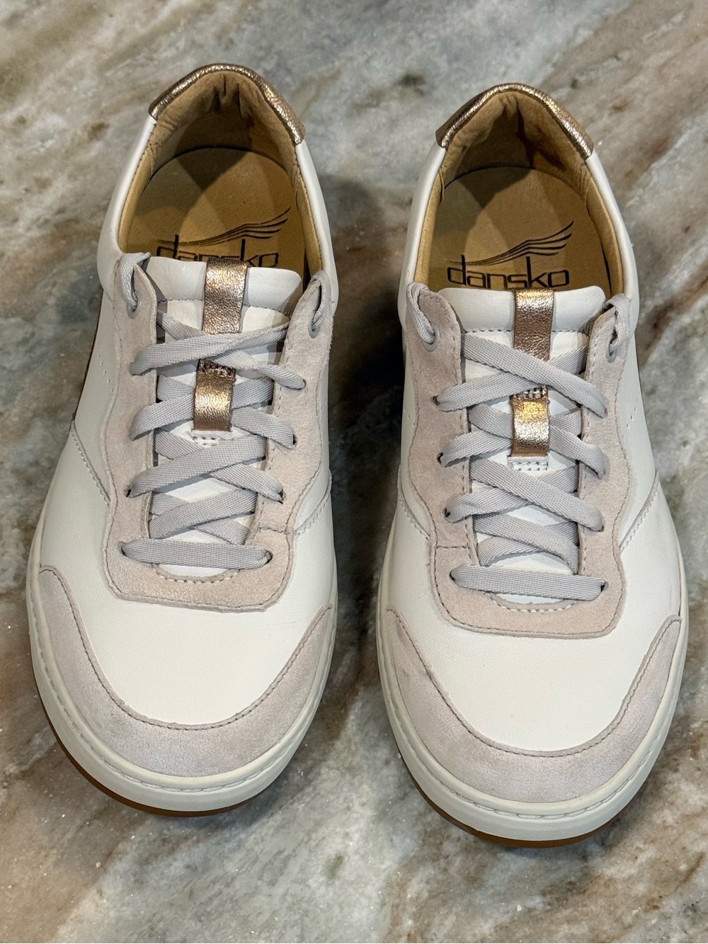 Women’s DANSKO Josey white & rose gold leather sneakers- Size 37 - Picture 3 of 10